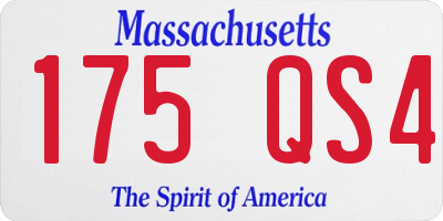 MA license plate 175QS4
