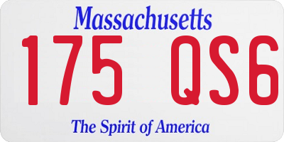 MA license plate 175QS6