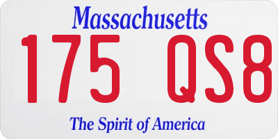MA license plate 175QS8