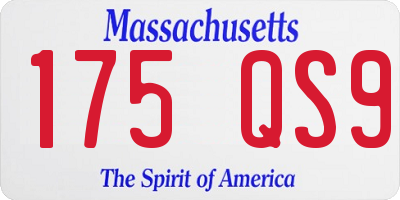 MA license plate 175QS9