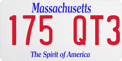 MA license plate 175QT3
