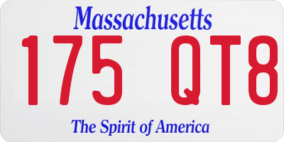 MA license plate 175QT8