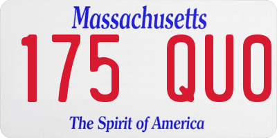 MA license plate 175QU0