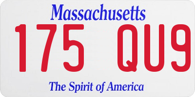 MA license plate 175QU9