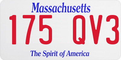 MA license plate 175QV3