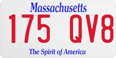 MA license plate 175QV8