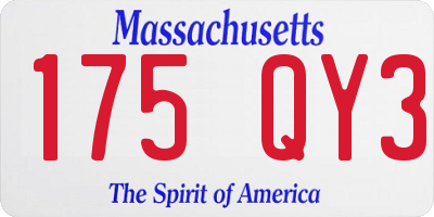MA license plate 175QY3