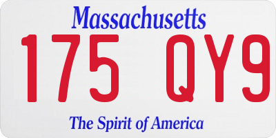 MA license plate 175QY9