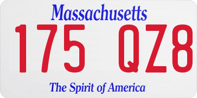 MA license plate 175QZ8