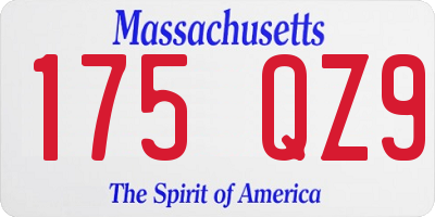 MA license plate 175QZ9