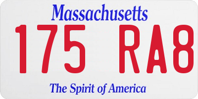 MA license plate 175RA8