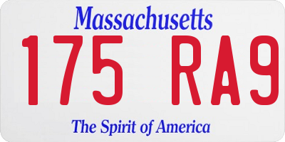 MA license plate 175RA9