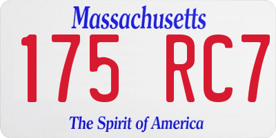 MA license plate 175RC7
