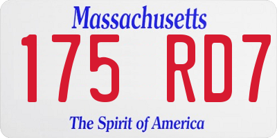 MA license plate 175RD7