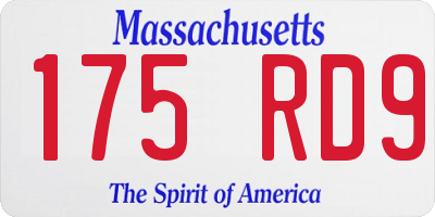 MA license plate 175RD9
