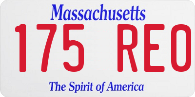 MA license plate 175RE0