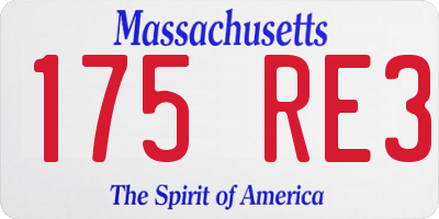 MA license plate 175RE3