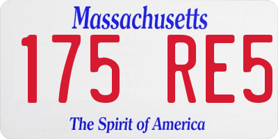 MA license plate 175RE5