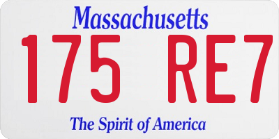 MA license plate 175RE7