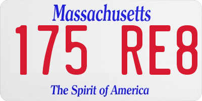MA license plate 175RE8