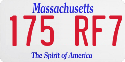 MA license plate 175RF7