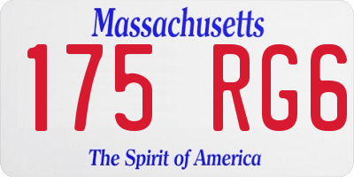 MA license plate 175RG6