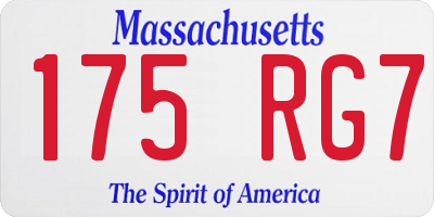 MA license plate 175RG7