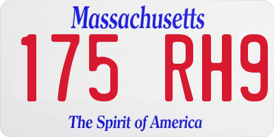 MA license plate 175RH9