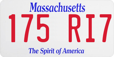 MA license plate 175RI7
