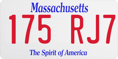 MA license plate 175RJ7