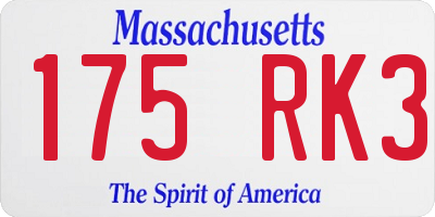 MA license plate 175RK3
