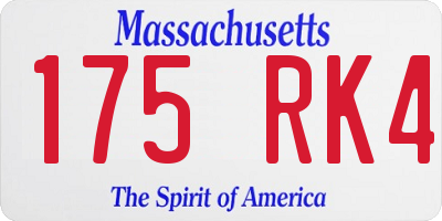 MA license plate 175RK4