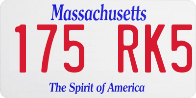 MA license plate 175RK5