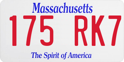 MA license plate 175RK7