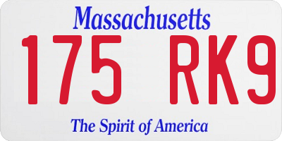 MA license plate 175RK9