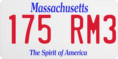 MA license plate 175RM3