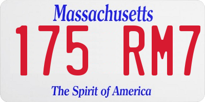 MA license plate 175RM7
