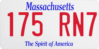MA license plate 175RN7