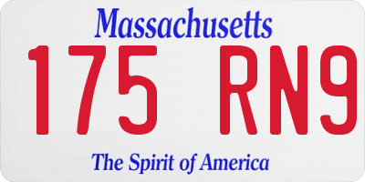 MA license plate 175RN9