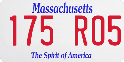 MA license plate 175RO5