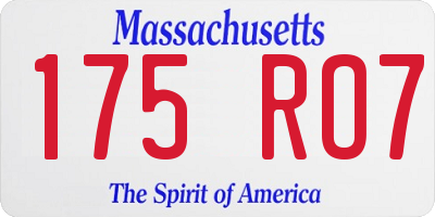 MA license plate 175RO7