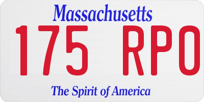 MA license plate 175RP0