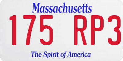 MA license plate 175RP3