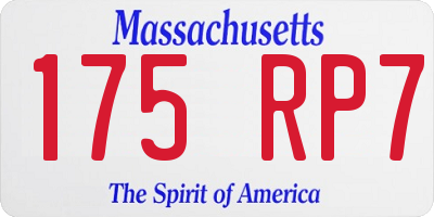 MA license plate 175RP7