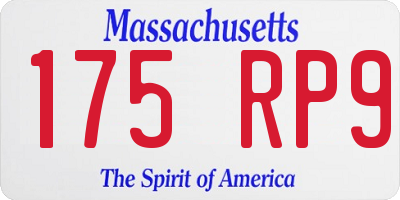 MA license plate 175RP9