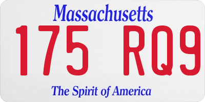 MA license plate 175RQ9
