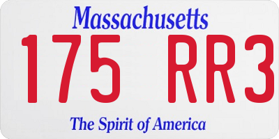 MA license plate 175RR3