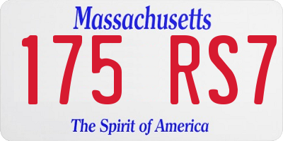MA license plate 175RS7