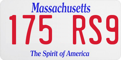 MA license plate 175RS9