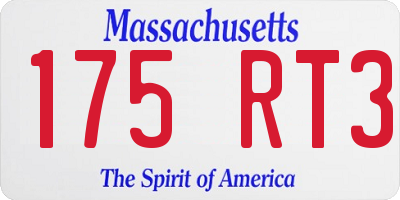 MA license plate 175RT3